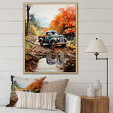 Orange Pickup Truck Autumn Symphony - Pickup Truck Canvas Wall Art