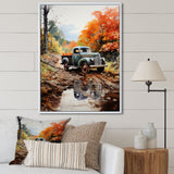 Orange Pickup Truck Autumn Symphony - Pickup Truck Canvas Wall Art