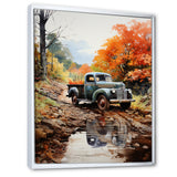 Orange Pickup Truck Autumn Symphony - Pickup Truck Canvas Wall Art