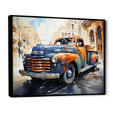 Orange Blue Pickup Truck Bold Contours I - Pickup Truck Canvas Wall Art