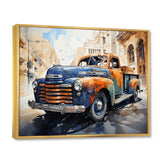 Orange Blue Pickup Truck Bold Contours I - Pickup Truck Canvas Wall Art