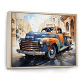 Orange Blue Pickup Truck Bold Contours I - Pickup Truck Canvas Wall Art