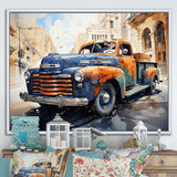 Orange Blue Pickup Truck Bold Contours I - Pickup Truck Canvas Wall Art