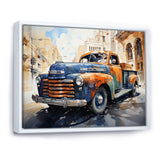 Orange Blue Pickup Truck Bold Contours I - Pickup Truck Canvas Wall Art