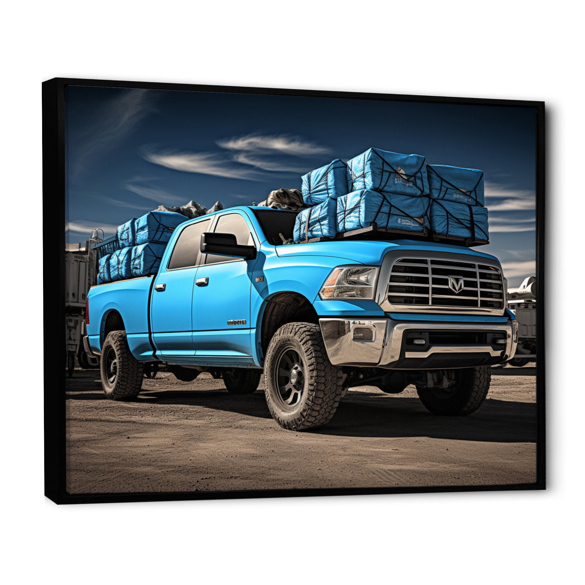 Teal Pickup Truck Cargo Carrier - Pickup Truck Canvas Wall Art