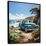 Blue Pickup Truck Coastal Retreat I - Pickup Truck Canvas Wall Art