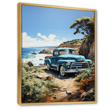 Blue Pickup Truck Coastal Retreat I - Pickup Truck Canvas Wall Art