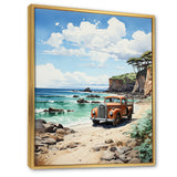 Coral Pickup Truck Coastal Retreat - Pickup Truck Canvas Wall Art