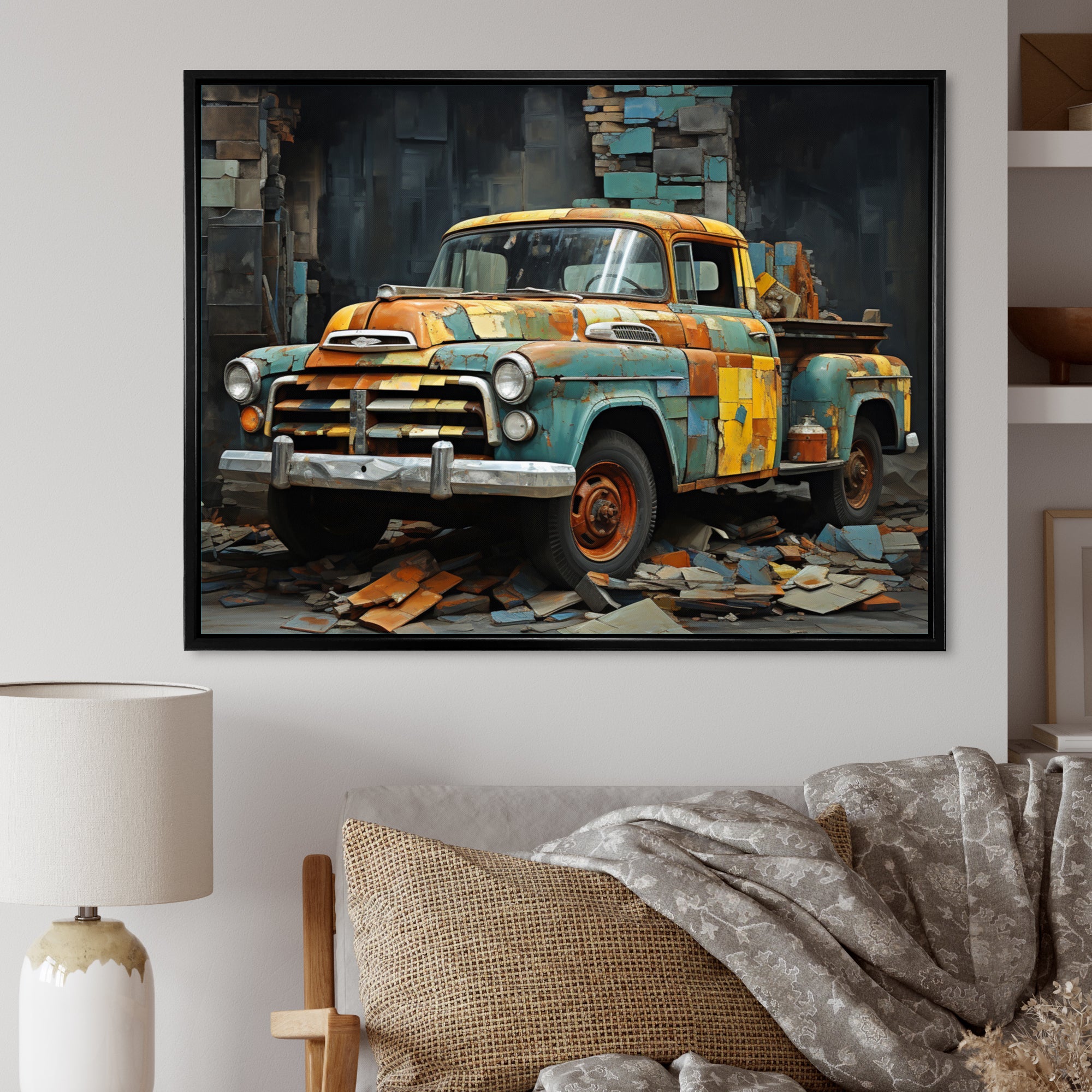 Pickup Truck Poupart Collage - Pickup Truck Canvas Wall Art