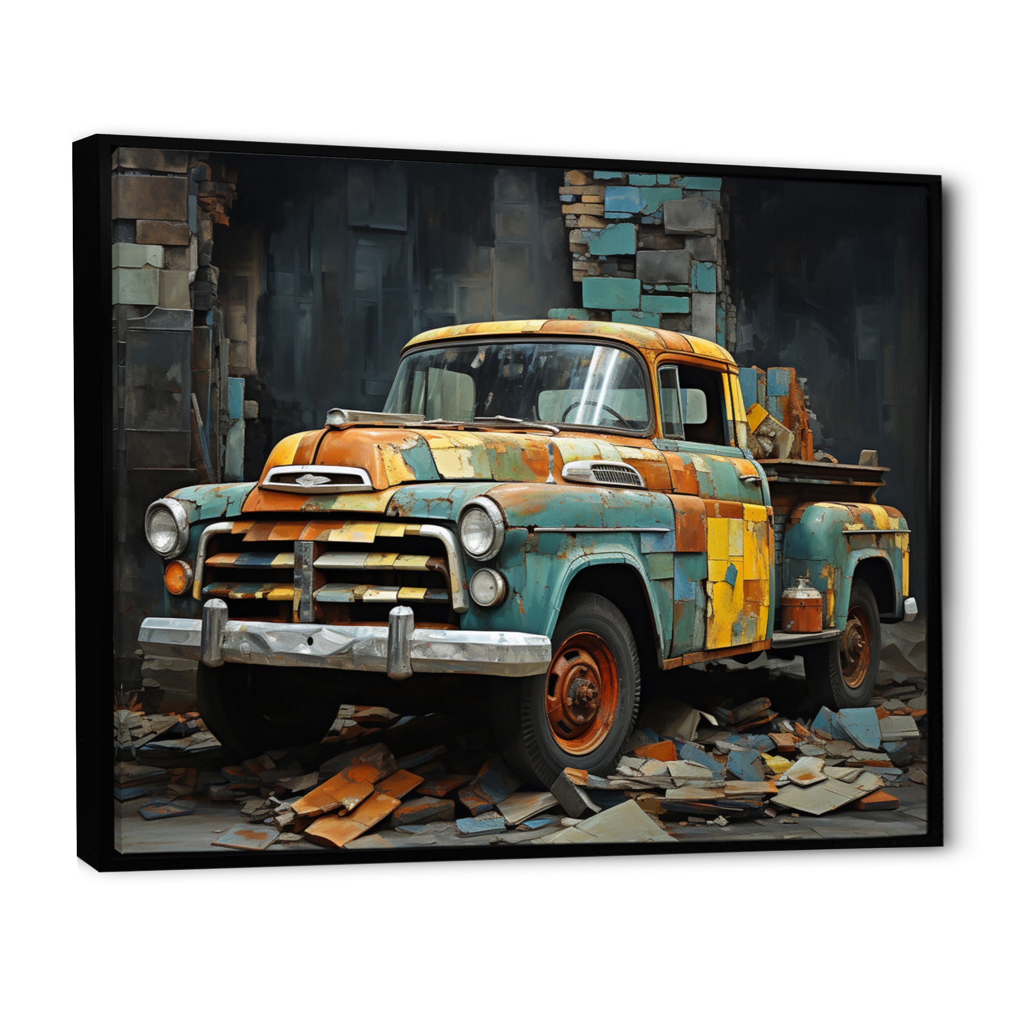Pickup Truck Poupart Collage - Pickup Truck Canvas Wall Art
