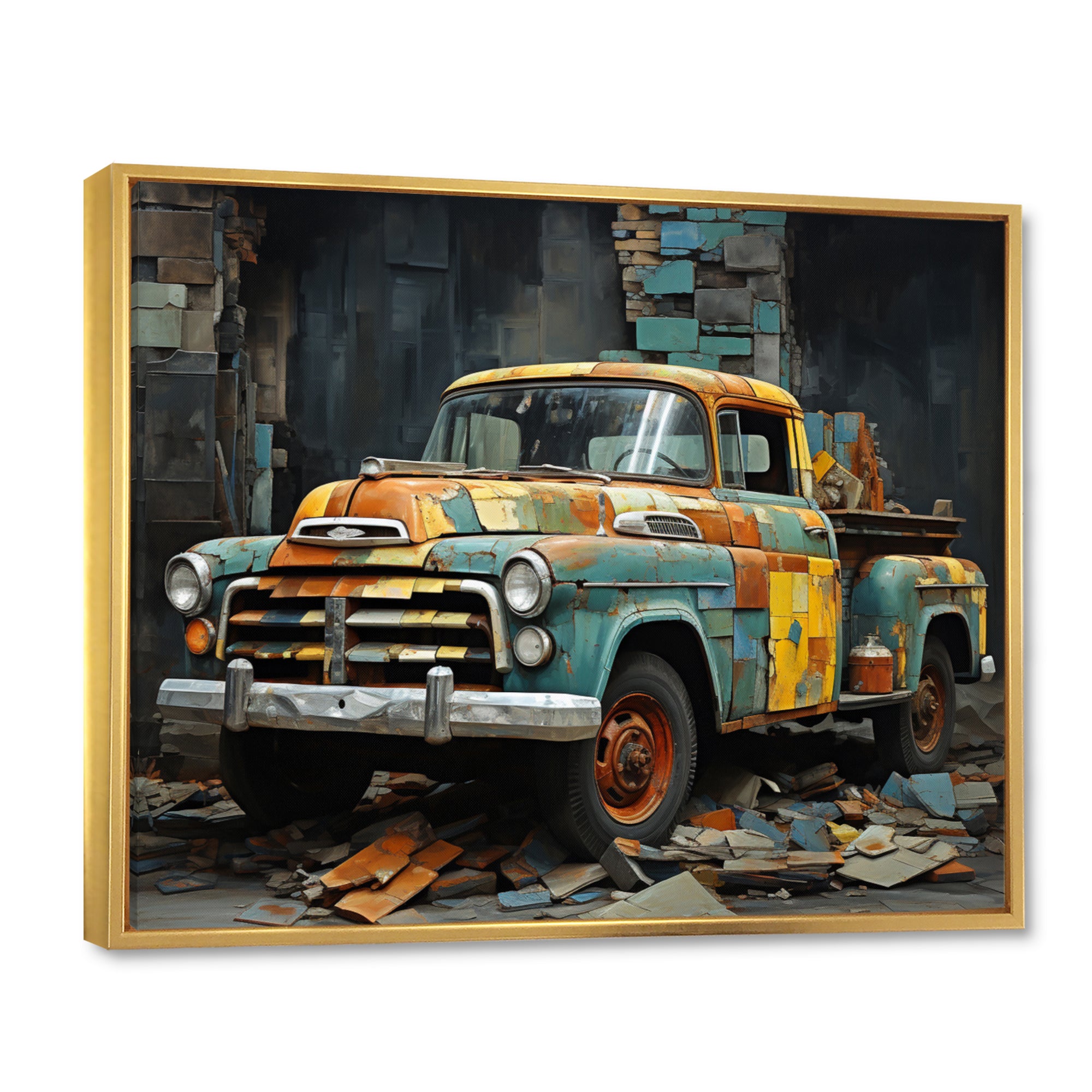 Pickup Truck Poupart Collage - Pickup Truck Canvas Wall Art