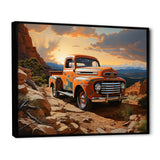 Orange Pickup Truck In Nevada Landscape - Pickup Truck Canvas Wall Art