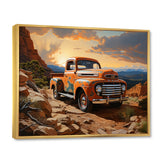 Orange Pickup Truck In Nevada Landscape - Pickup Truck Canvas Wall Art