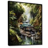 Green Pickup Truck Enchanting Waterfall I - Pickup Truck Canvas Wall Art