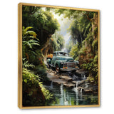Green Pickup Truck Enchanting Waterfall I - Pickup Truck Canvas Wall Art