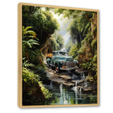 Green Pickup Truck Enchanting Waterfall I - Pickup Truck Canvas Wall Art