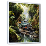 Green Pickup Truck Enchanting Waterfall I - Pickup Truck Canvas Wall Art