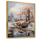 Coral Pickup Truck Frozen Wilderness - Pickup Truck Canvas Wall Art