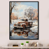 Brown Pickup Truck Frozen Wilderness - Pickup Truck Canvas Wall Art