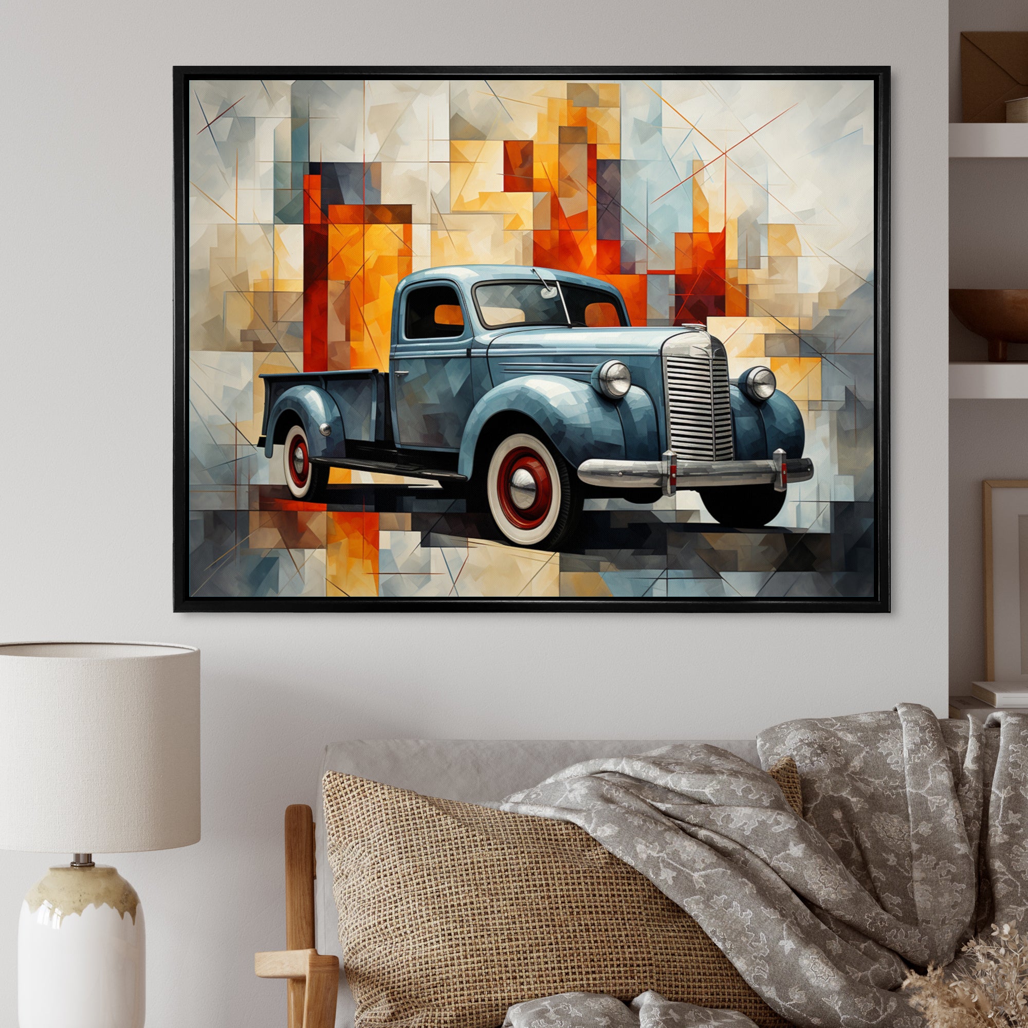 Pickup Truck Geometric Abstraction I - Pickup Truck Canvas Wall Art