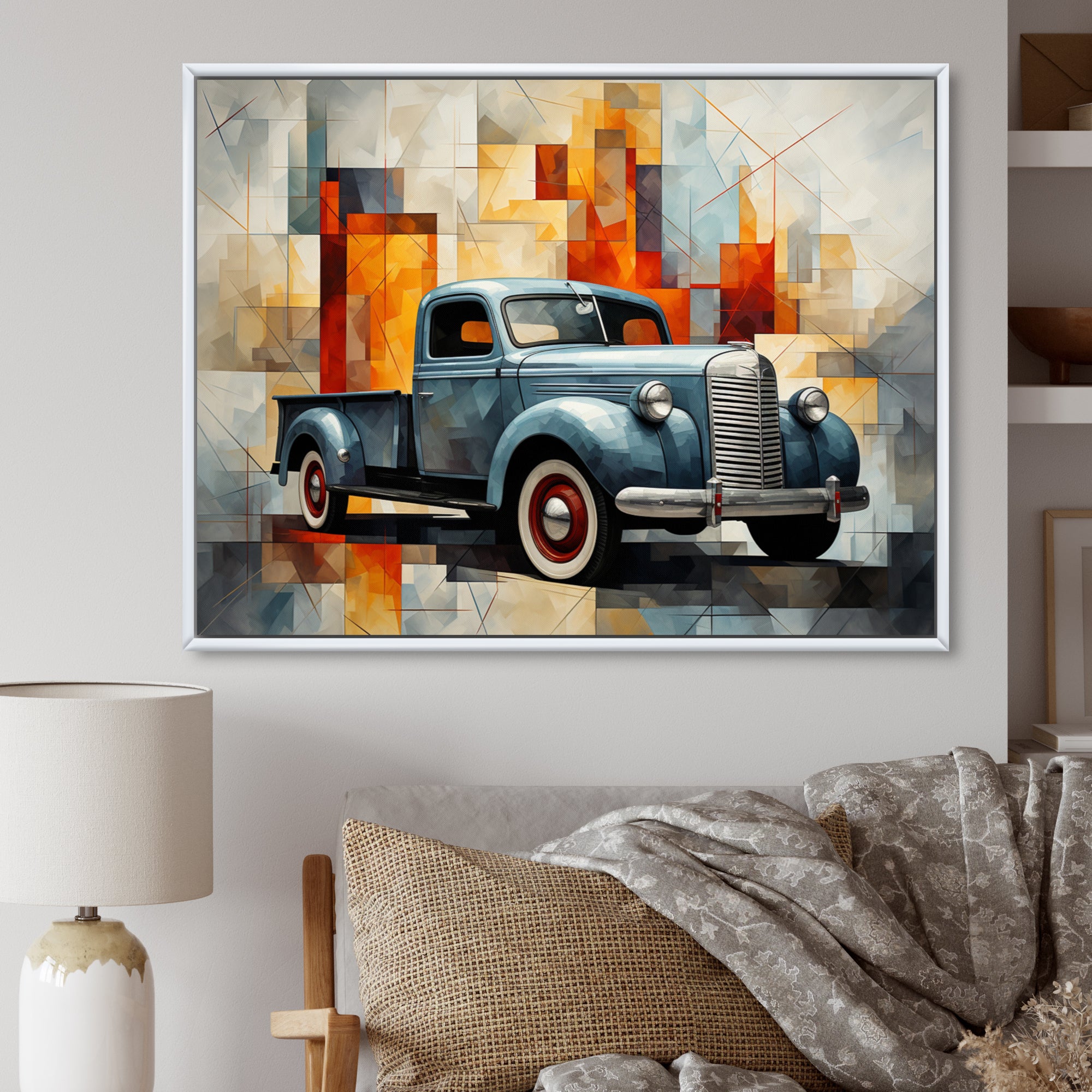 Pickup Truck Geometric Abstraction I - Pickup Truck Canvas Wall Art