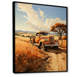 Yellow Pickup Truck Golden Fields I - Pickup Truck Canvas Wall Art