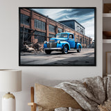 Blue Pickup Truck Industrial Drive I - Pickup Truck Canvas Wall Art