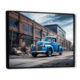 Blue Pickup Truck Industrial Drive I - Pickup Truck Canvas Wall Art