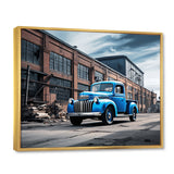 Blue Pickup Truck Industrial Drive I - Pickup Truck Canvas Wall Art