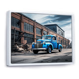 Blue Pickup Truck Industrial Drive I - Pickup Truck Canvas Wall Art