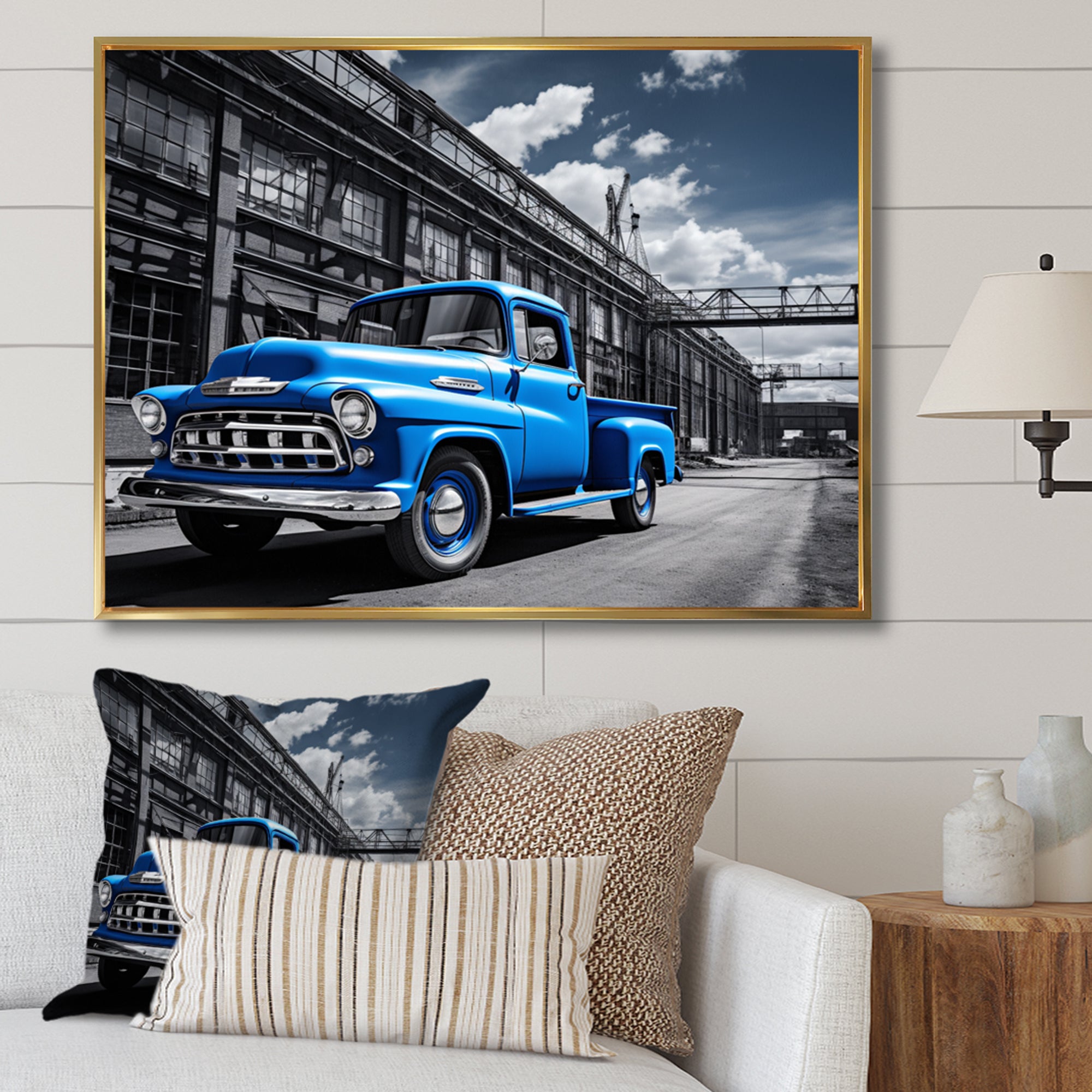 Blow Pickup Truck Industrial Drive - Pickup Truck Canvas Wall Art