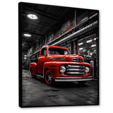 Red Pickup Truck Industrial Elegance - Pickup Truck Canvas Wall Art