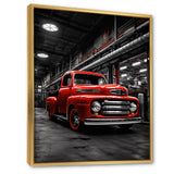 Red Pickup Truck Industrial Elegance - Pickup Truck Canvas Wall Art