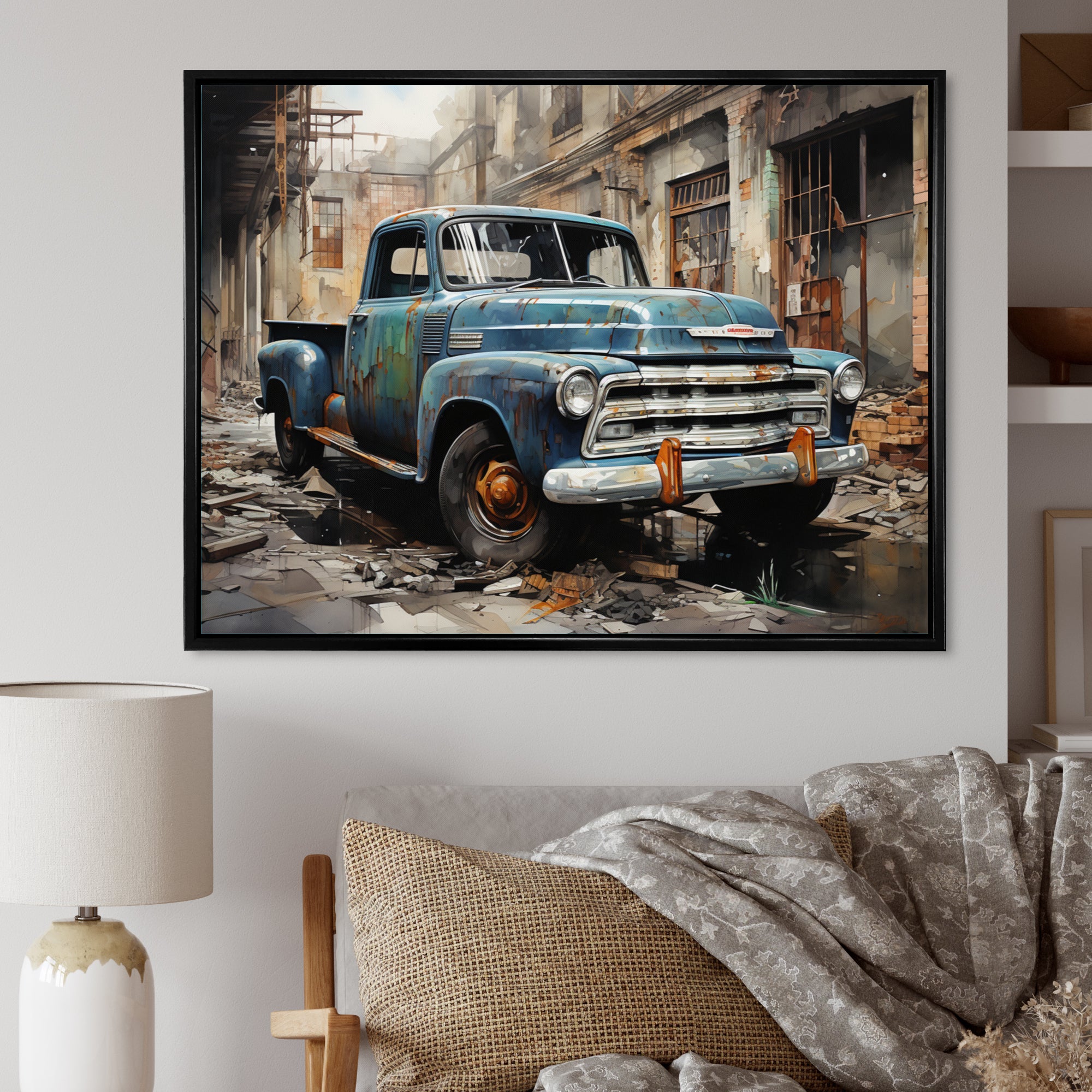 Pickup Truck Industrial Elegance - Pickup Truck Canvas Wall Art