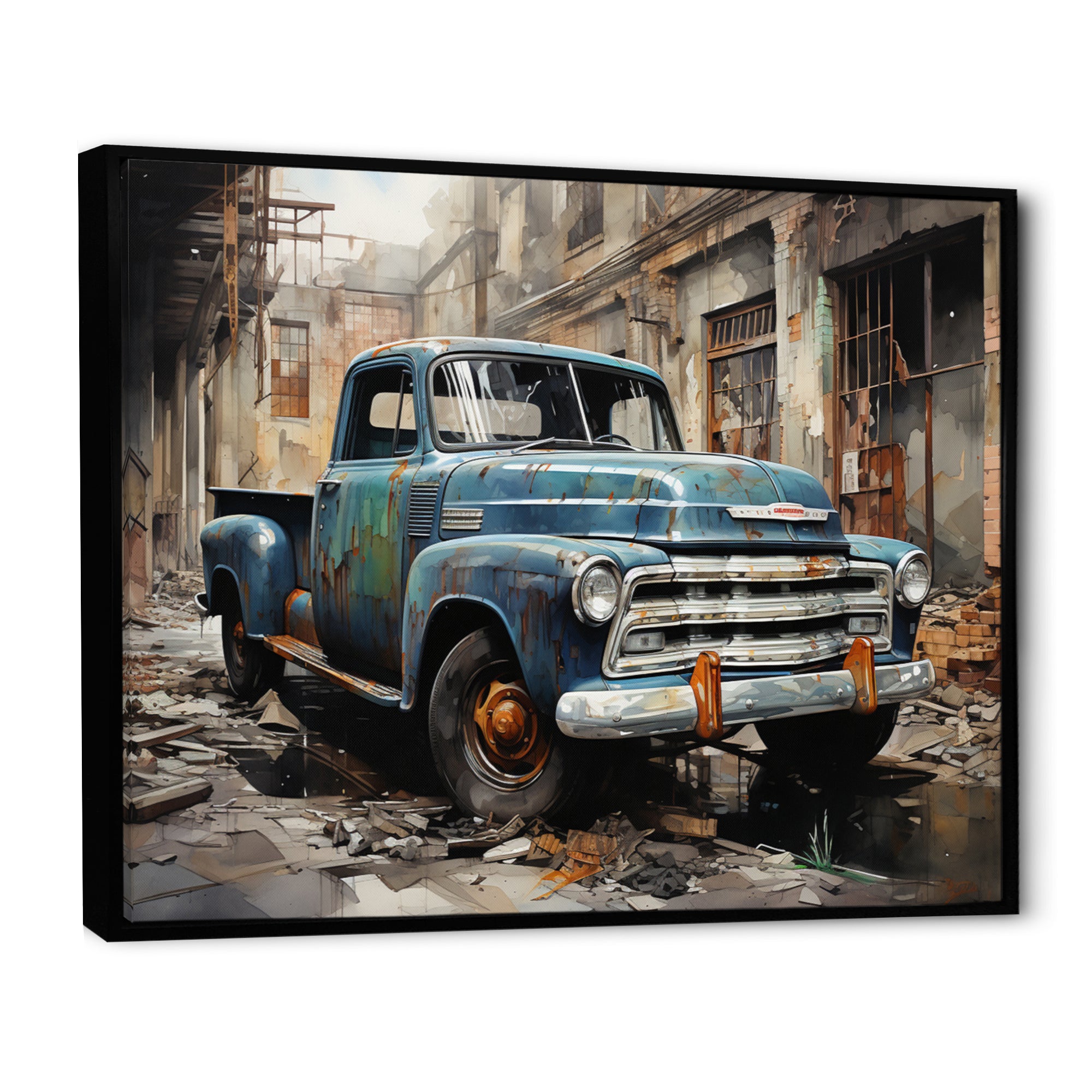 Pickup Truck Industrial Elegance - Pickup Truck Canvas Wall Art