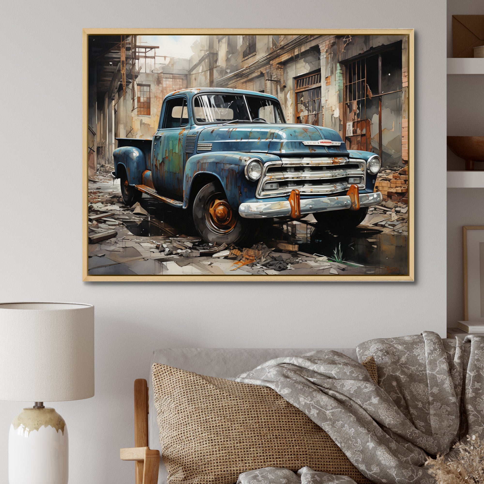 Pickup Truck Industrial Elegance - Pickup Truck Canvas Wall Art