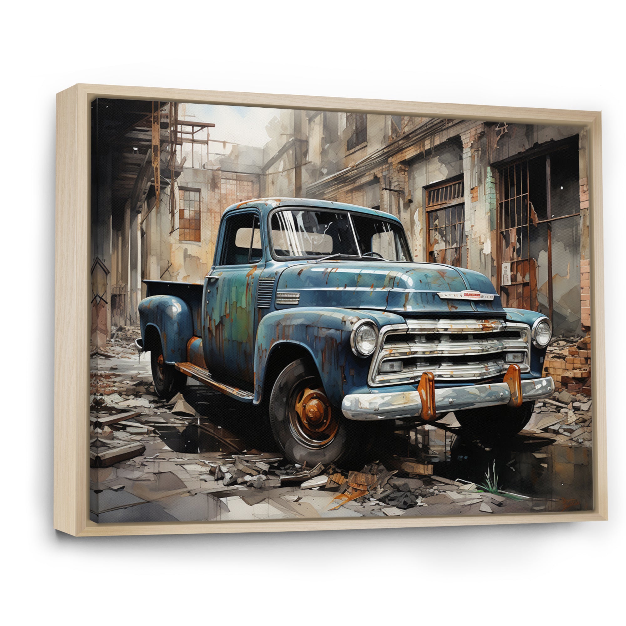Pickup Truck Industrial Elegance - Pickup Truck Canvas Wall Art