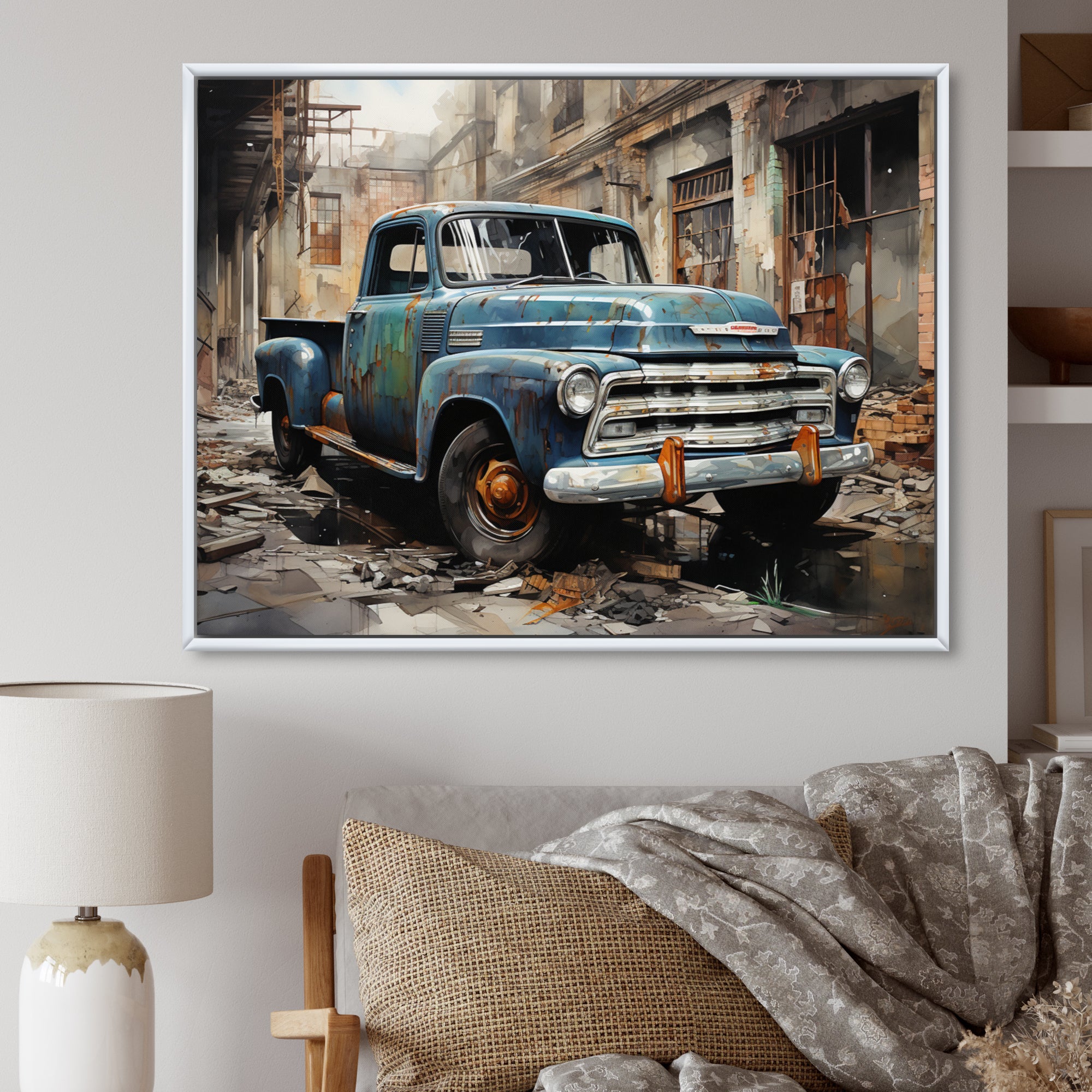 Pickup Truck Industrial Elegance - Pickup Truck Canvas Wall Art
