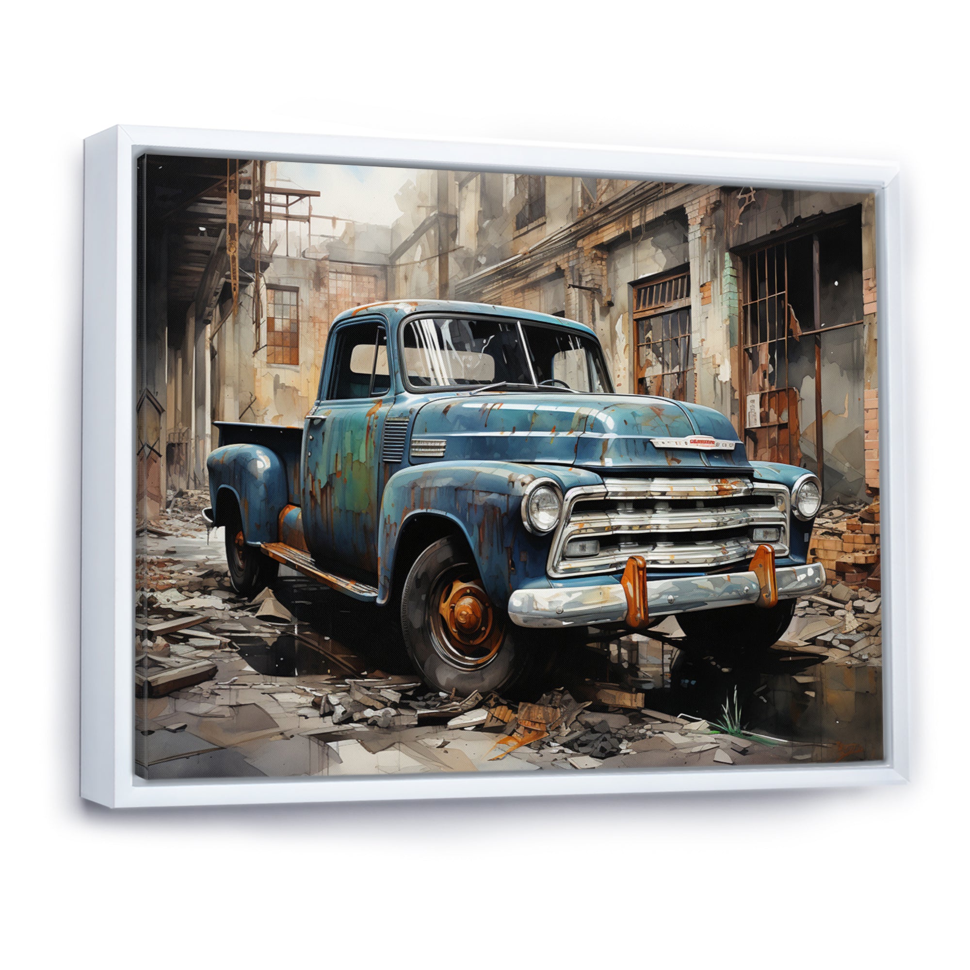 Pickup Truck Industrial Elegance - Pickup Truck Canvas Wall Art