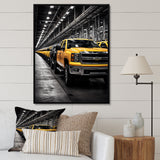 Yellow Pickup Truck Industrial Icons - Pickup Truck Canvas Wall Art
