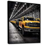 Yellow Pickup Truck Industrial Icons - Pickup Truck Canvas Wall Art