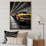 Yellow Pickup Truck Industrial Icons - Pickup Truck Canvas Wall Art