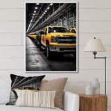 Yellow Pickup Truck Industrial Icons - Pickup Truck Canvas Wall Art