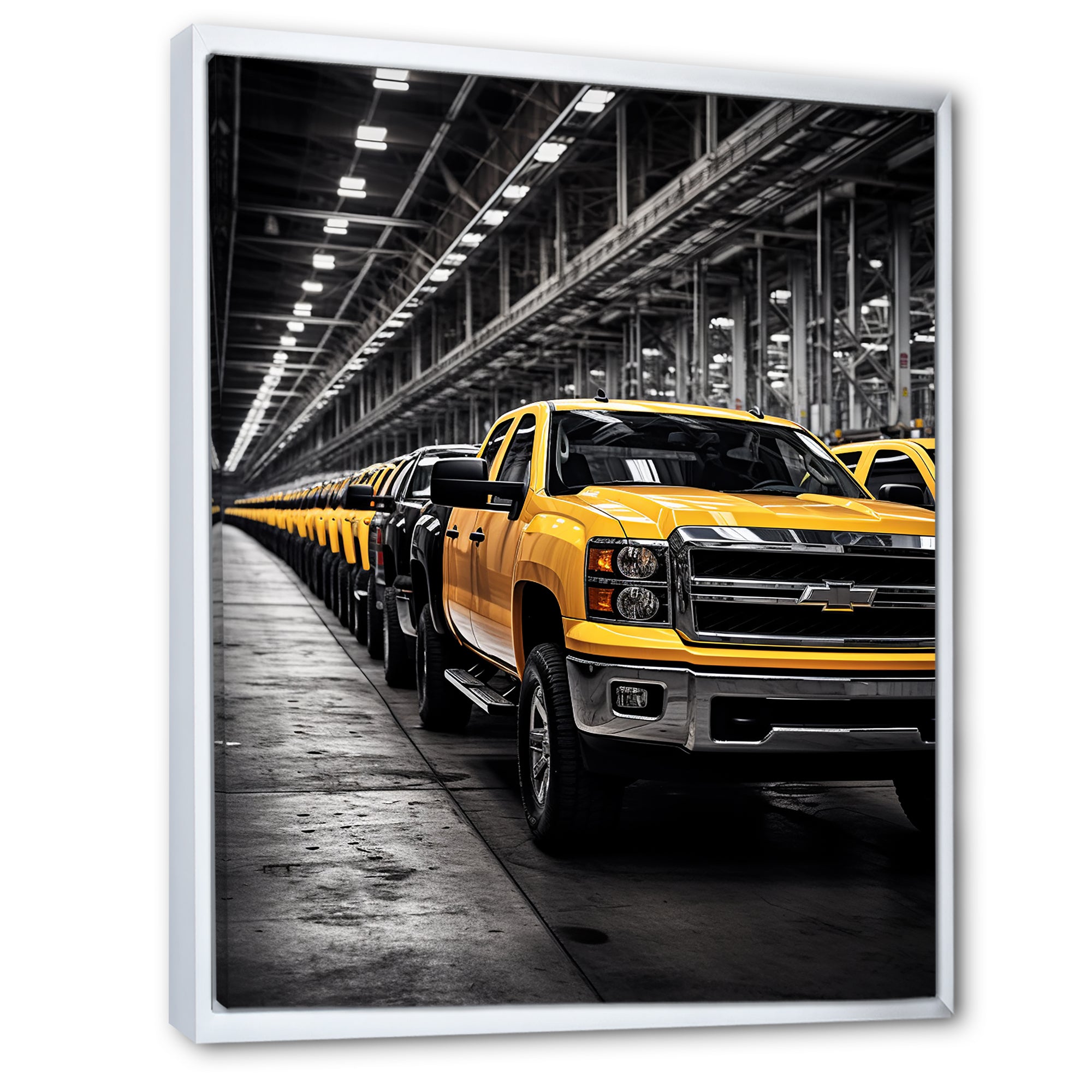Yellow Pickup Truck Industrial Icons - Pickup Truck Canvas Wall Art