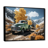 Green Pickup Truck Landscape Adventurers - Pickup Truck Canvas Wall Art