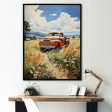 Coral Pickup Truck Luminous Meadows - Pickup Truck Canvas Wall Art