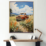 Coral Pickup Truck Luminous Meadows - Pickup Truck Canvas Wall Art