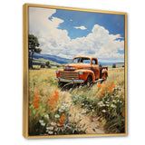 Coral Pickup Truck Luminous Meadows - Pickup Truck Canvas Wall Art