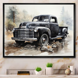 Grey Minimalist Pickup - Pickup Truck Canvas Wall Art