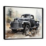 Grey Minimalist Pickup - Pickup Truck Canvas Wall Art